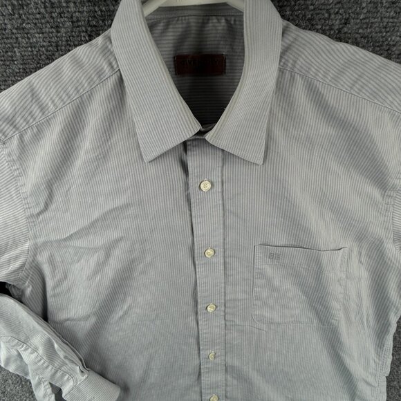 Givenchy Striped Blue Button Up Shirt Long Sleeve Size 95 Woven Point Collar